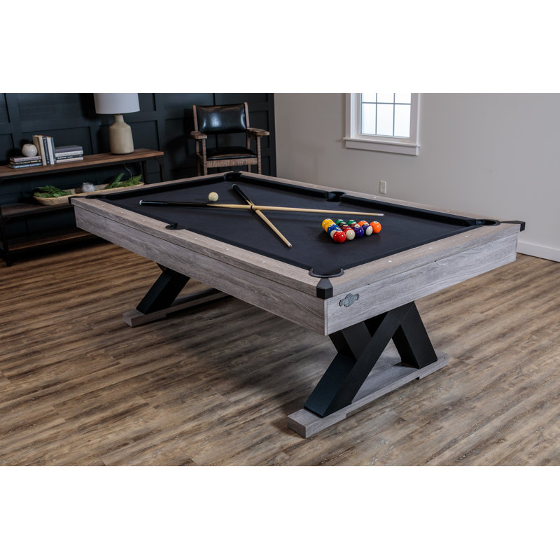 Kirkwood 90" Pool Table - Antique Gray Finish with Rustic, Modern Design with K-Leg Construction