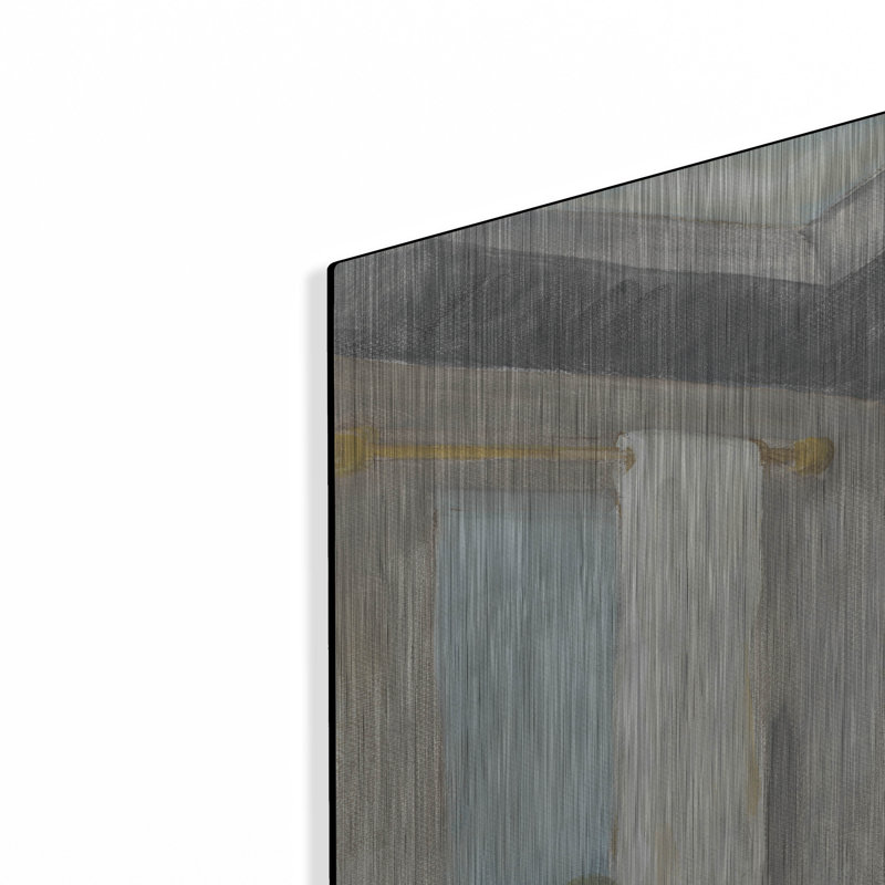 Art mural en métal luxueux «Attic Bathroom 1 Grey Wood» par Silvia Vassileva, 24 po x 36 po, H 36 po x l 24 po