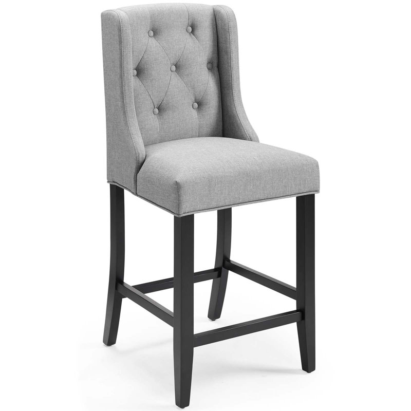 Tabouret Modway Baronet, Velours gris pâle, Tabouret de comptoir (siège d'une hauteur de 26,5