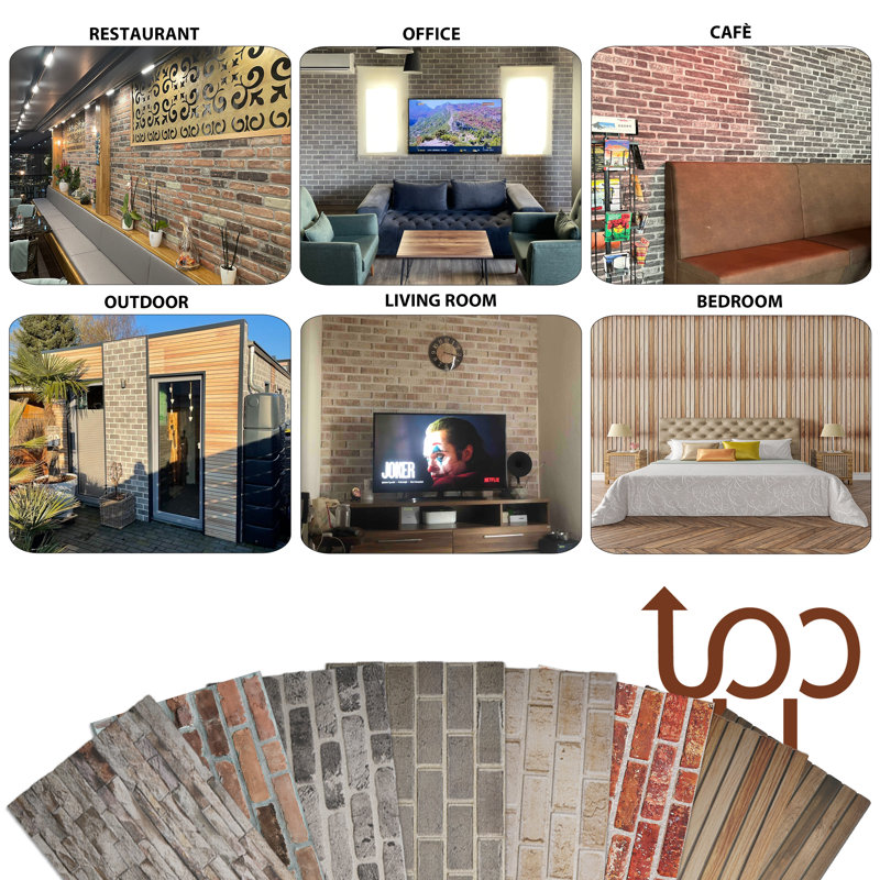 Sandstone 3D Brick Effect Styrofoam Wall Panels, 40x20 inch, 9 Piece Set