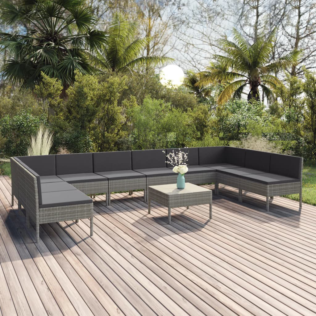 8-Sitzer Lounge-Set Bernyce aus Rattan mit Polster