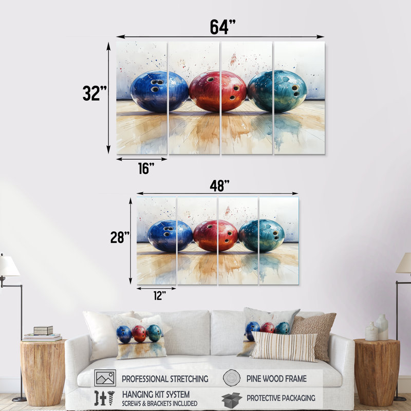 «Bowling Ball Beauty II» - ensemble d'art mural, H 32 po x l 64 po
