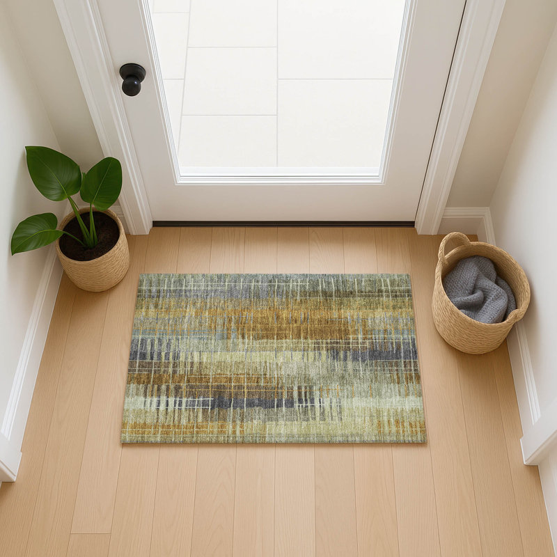 Machine Washable Indoor/Outdoor Millner ACN2261 Stripes Rug, Rectangle 1'8" x 2'6"