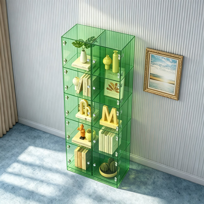 Bibliothèque moderne en acrylique, H 66,93 po x l 23,62 po x P 11,81 po, Vert