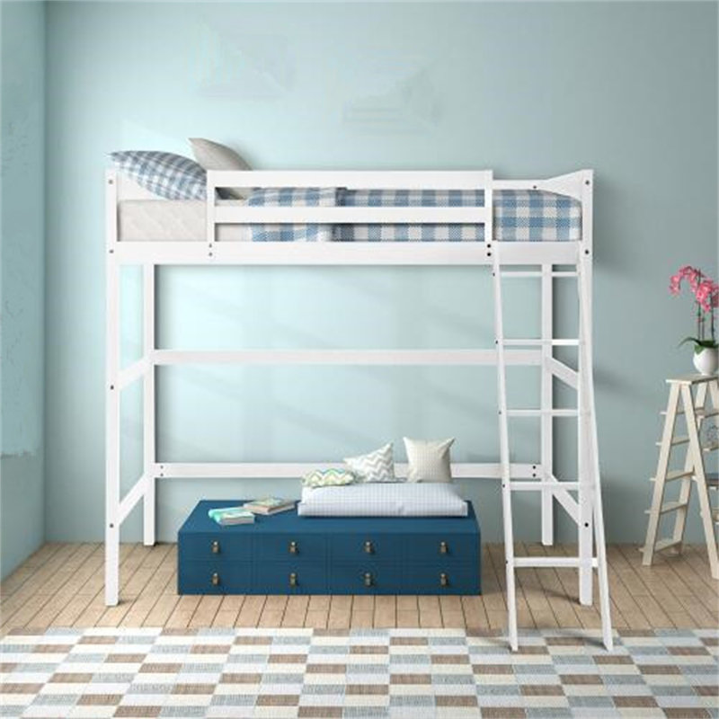 Lit mezzanine simple avec échelle Averylynn, Blanc