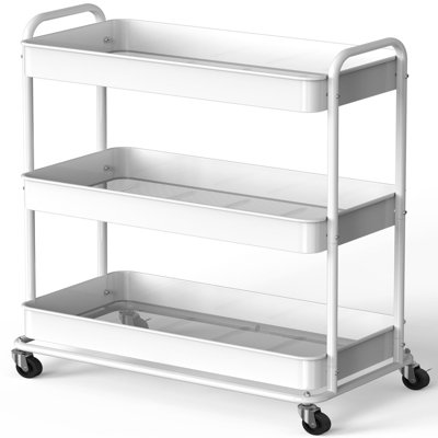 25.5" Extra‑Wide 3‑Tier Heavy‑Duty Metal Utility Rolling Storage Cart