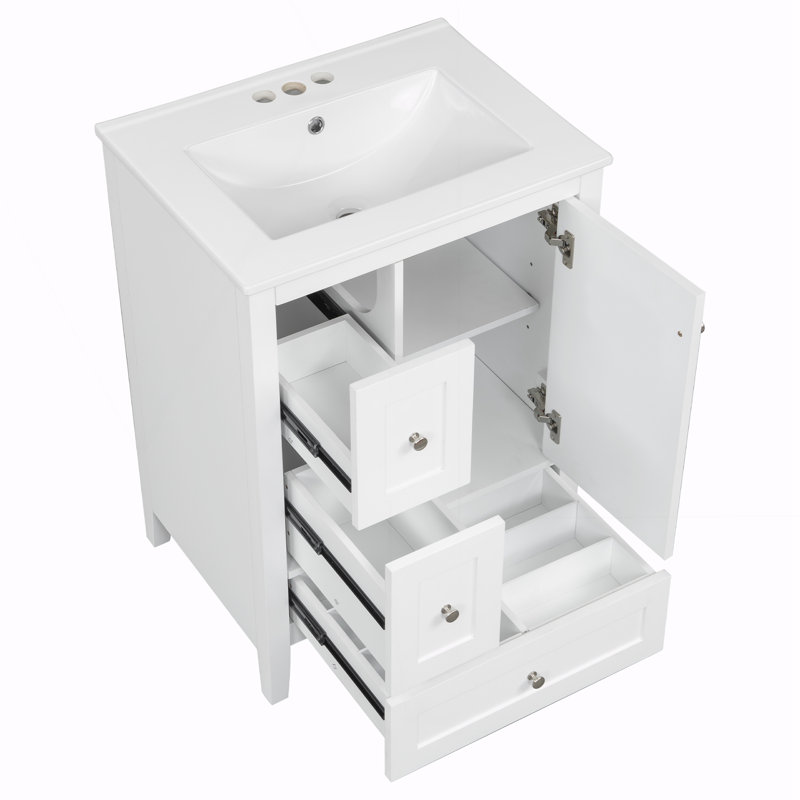 Meuble-lavabo de salle de bain avec rangement, Blanc