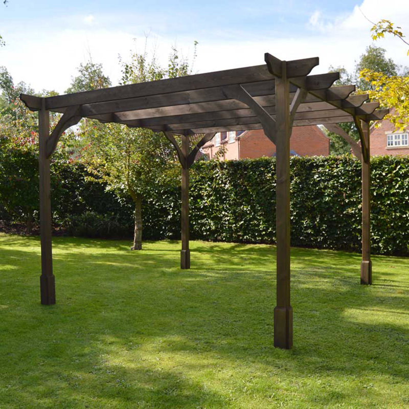 Randi Manufactured Wood Pergola, Rustic Brown, 270cm H x 240cm W x 240cm D