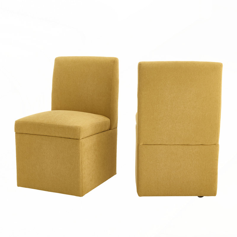 Ensemble de 2 chaises de salle à manger pivotantes 360 degrés avec rangement caché pour la vie, Jaune