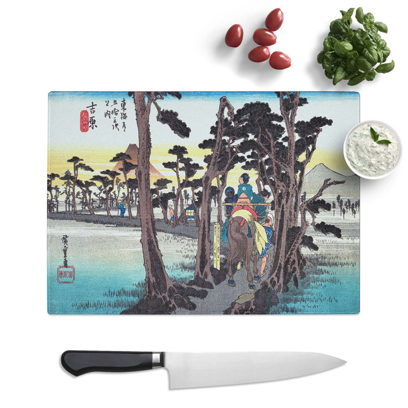 Tempered Glass Hidari Fuji by Utagawa Hiroshige Chopping Board, 28.5 cm x 20 cm
