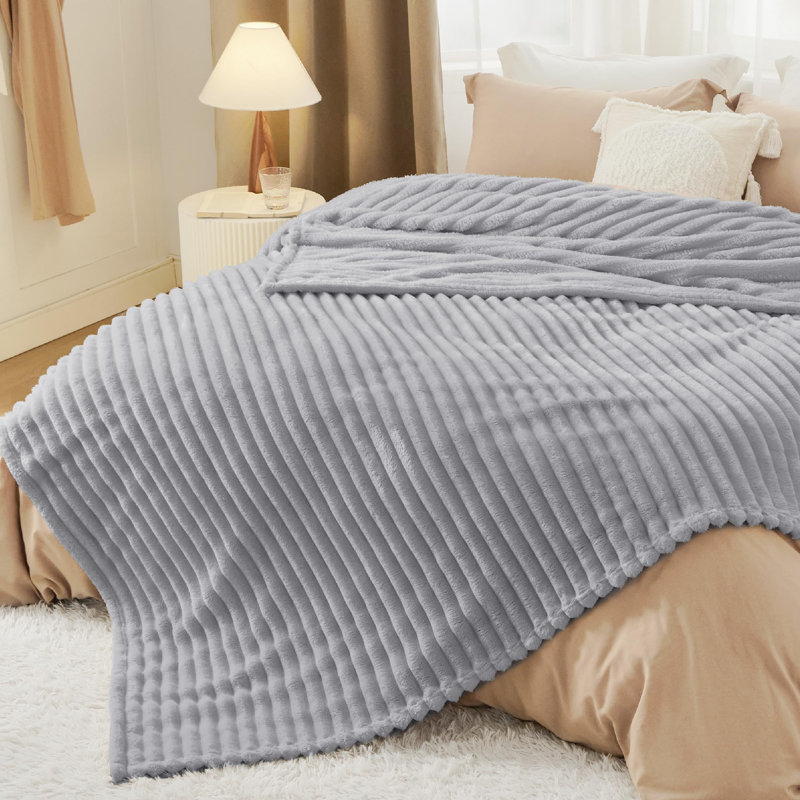 Essential Bedsure 299gsm Super Soft Cozy Flannel Fleece Blanket For Bed&Couch GentleSoft™️, California King, Light Gray