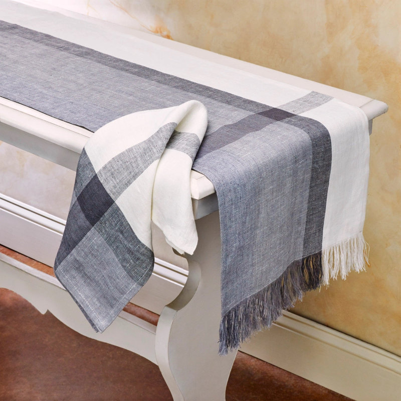 Tapis de couloir ALLANDY - 14 po x 90 po, Bleu / blanc