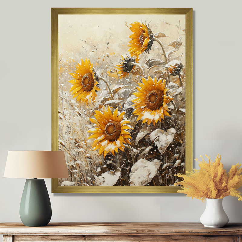 Dondrae - Floral Canvas Art Print, H 20 po x l 12 po, Reproduction encadrée sans passe-partout, Doré
