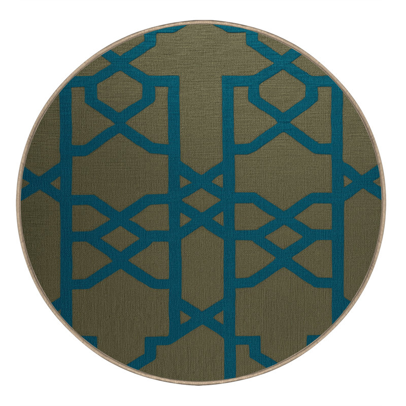 Machine Washable Trellis Brown Area Rug, Round 8'
