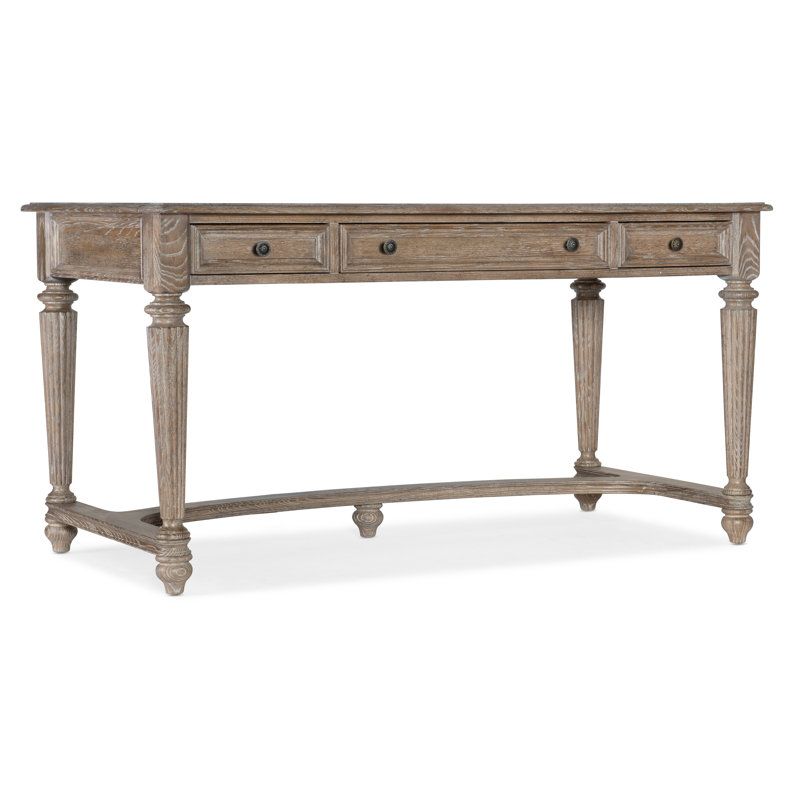 Traditional Oak Executive Home Office Desk with Drawers and Power Hub