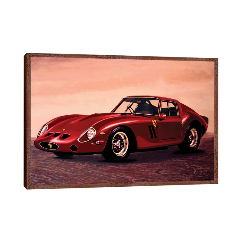 Ferrari 250 GTO 1962 by Paul Meijering - Painting on Canvas, Classic Brown Wood Floater Framed