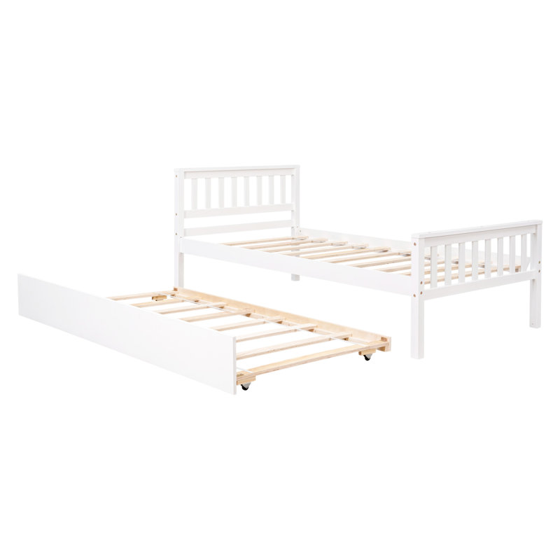 Twin Bed With Trundle, White