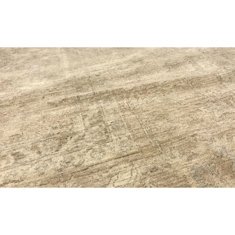 Tapis crème et doré noué à la main de haute qualité