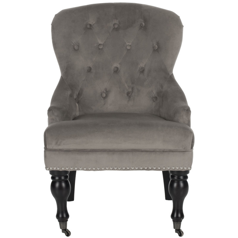 Fauteuil de 17,5 po Mcdaniel, Velours taupe champignon, Noir, Oui