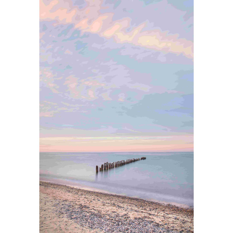 «Lake Superior Old Pier I» par Alan Majchrowicz, peinture sur toile tendue, H 18 po x l 12 po, Non, Toile tendue