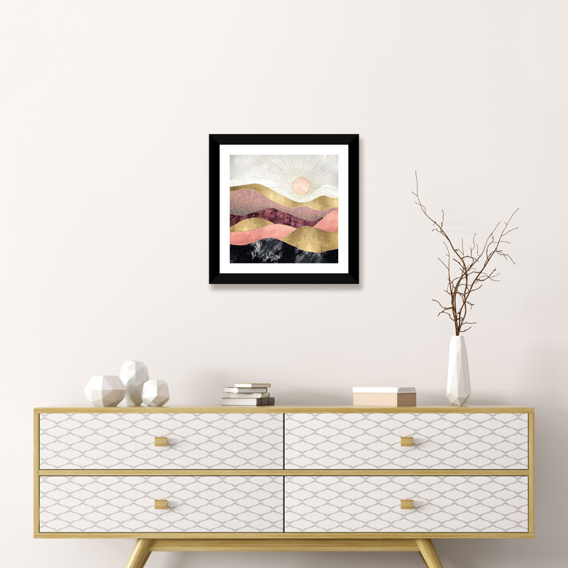 « rosé sun » par spacefrog designs-print, H 16 po x l 16 po x P 1 po, Papier avec cadre noir