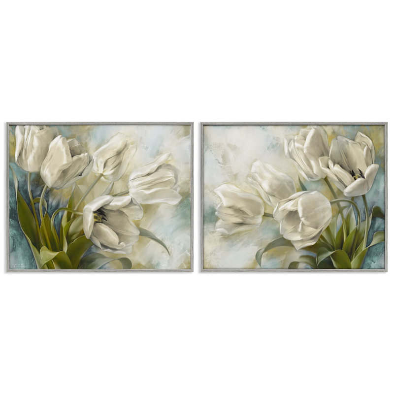  Tulipes, ensemble de 2 estampes à gauche et à droite incurvées par Iorg Levashov, Estampe numérique Farmhouse