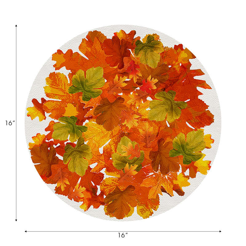 Fallen Leaves Vegan Leather Round Pebble Placemat