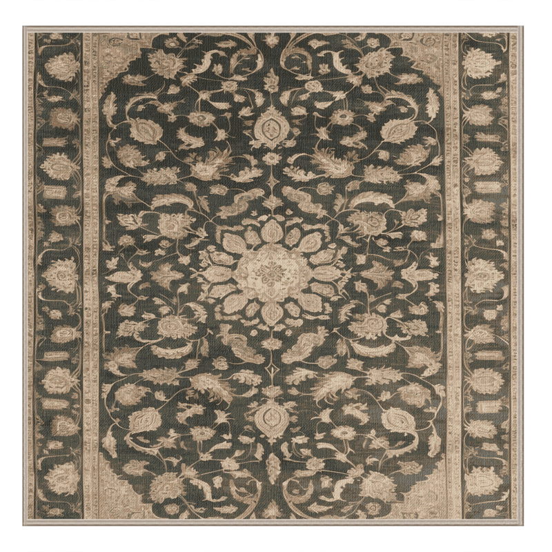 Tapis brun lavable à la machine, Carré 7 pi