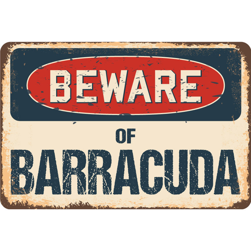 Arnault «Beware Of Barracuda», panneau rustique, H 3,5 po x l 5 po x P 0,1 po
