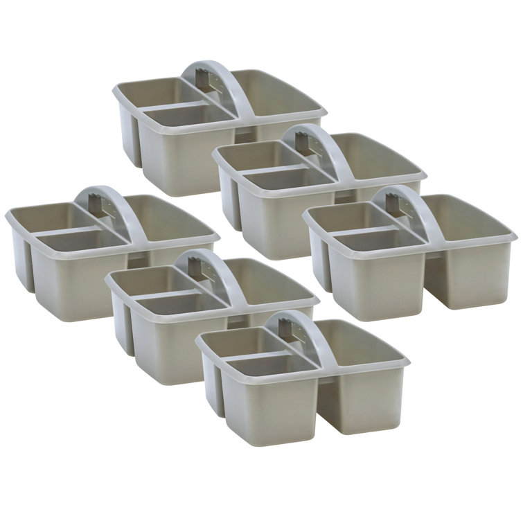 Storage Plastic Bedside Caddy Set (Set of 6) Rebrilliant Color: Gray