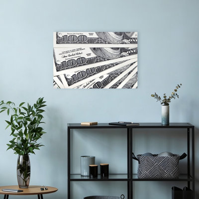 Crisp Hundred Dollar Bills Abstract Contemporary Architecture Wall Art Print by Pictufy Studio IV - Wrapped Canvas Print