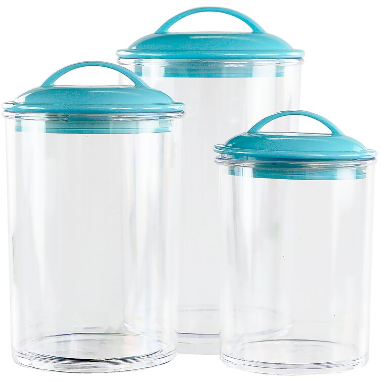 3-Piece Acrylic Canister Set with Airtight Clamp Lids, Food