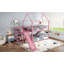 Lit superposé double en métal avec escalier de rangement, glissière, rails de sécurité, rose-1586324447