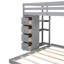 Lit superposé simple au-dessus d'un lit double gris avec tablettes et escaliers - Mobilier de chambre à coucher