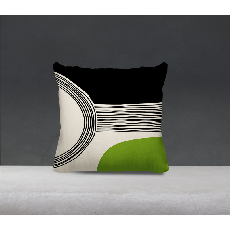 Cassie Outdoor Reversible Throw Pillow, 17"H x 17"W, Chartreuse/Cream/Black
