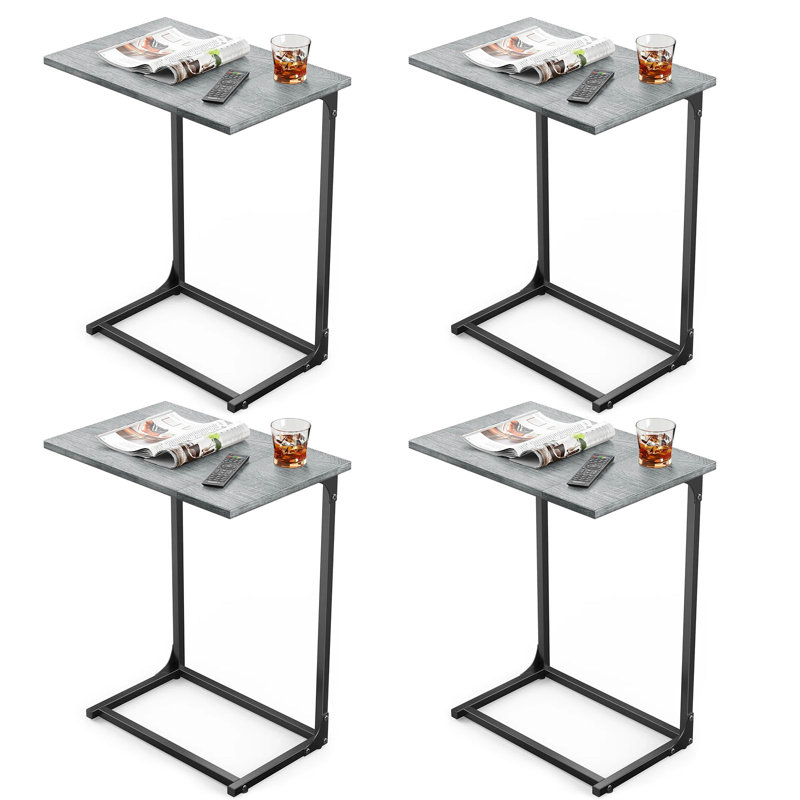 C-Shaped Side Tables With Metal Frame, Set Of 4 For Living Room, Bedroom, And Home Office, 4, Gray