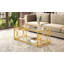 Table basse en verre de luxe moderne avec structure en métal doré, table basse rectangulaire avec tablette de rangement inférieure, table de centre Art déco pour le salon-225751367