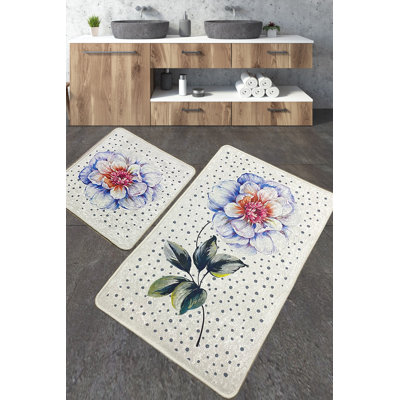 Ensemble de luxueux tapis de bain (2 pièces) en polyester antibactérien de 23,6 po x 39,4 po et de 19,7 po x 23,6 po | Poils doux de 0,4 po de hauteur, dessous antidérapant, lavable à la machine | Idéal pour le confort et la sécurité de la salle de bain