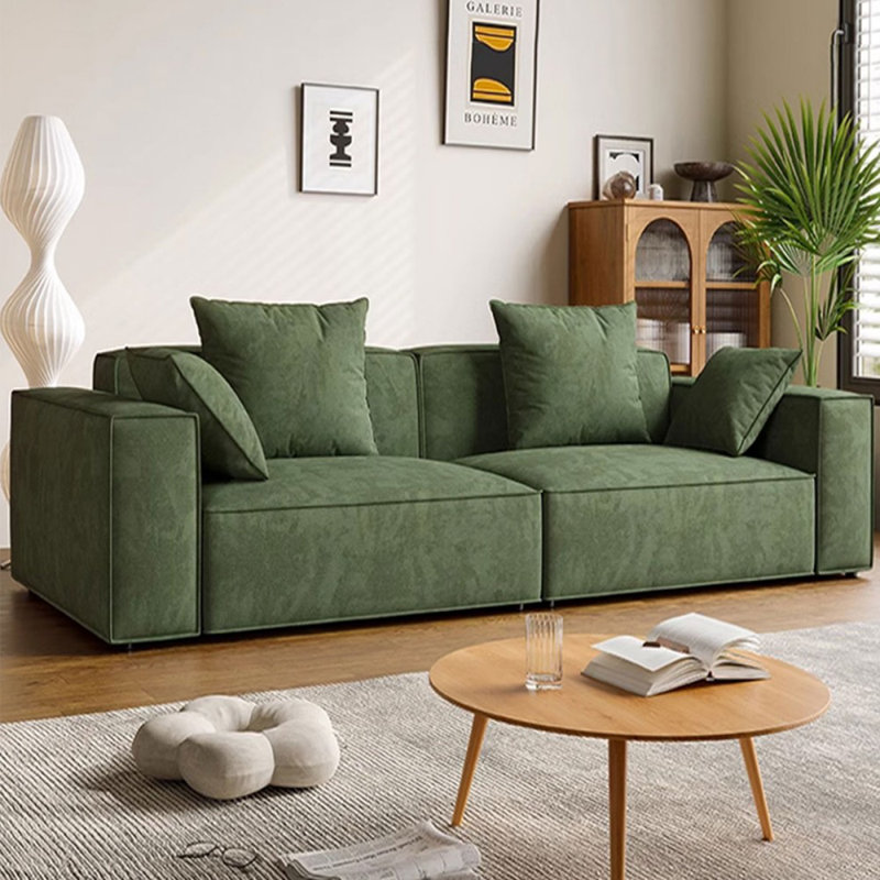 86.61" 100% Polyester Modular Sofa cushion couch, Green