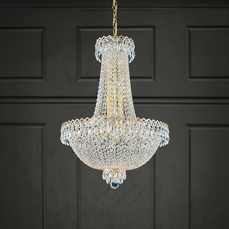 Camelot 12 Light 19.5in x 28in Pendant in Polished Gold with Clear Optic Crystals, Silver