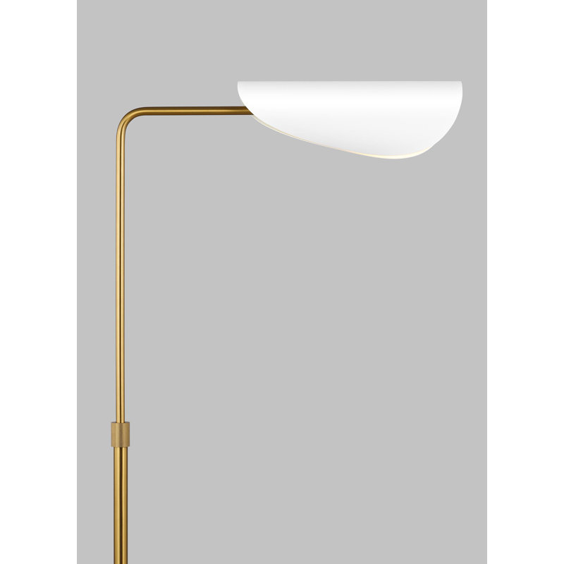 Adjustable Matte White and Burnished Brass LED Floor Lamp