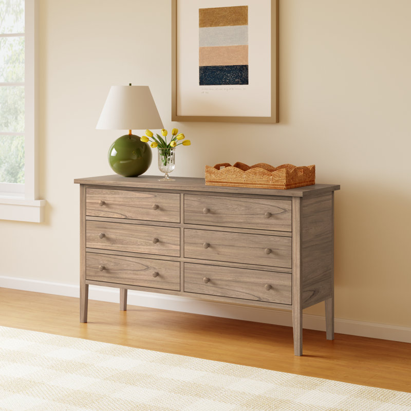 Bronwyn 60" W 6-Drawer Soft Close Double Dresser, Natural