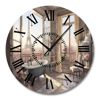 Baignoire avec vue sur la Tour Eiffel II - Horloge murale