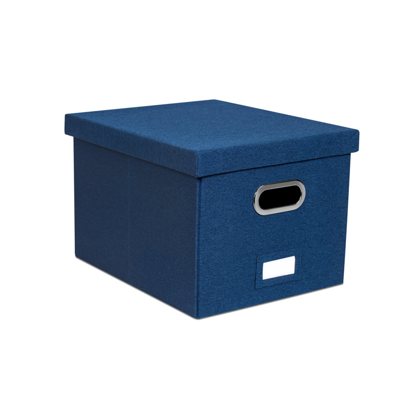 Internet's Best Collapsible File Storage Fabric Box, Navy, 1