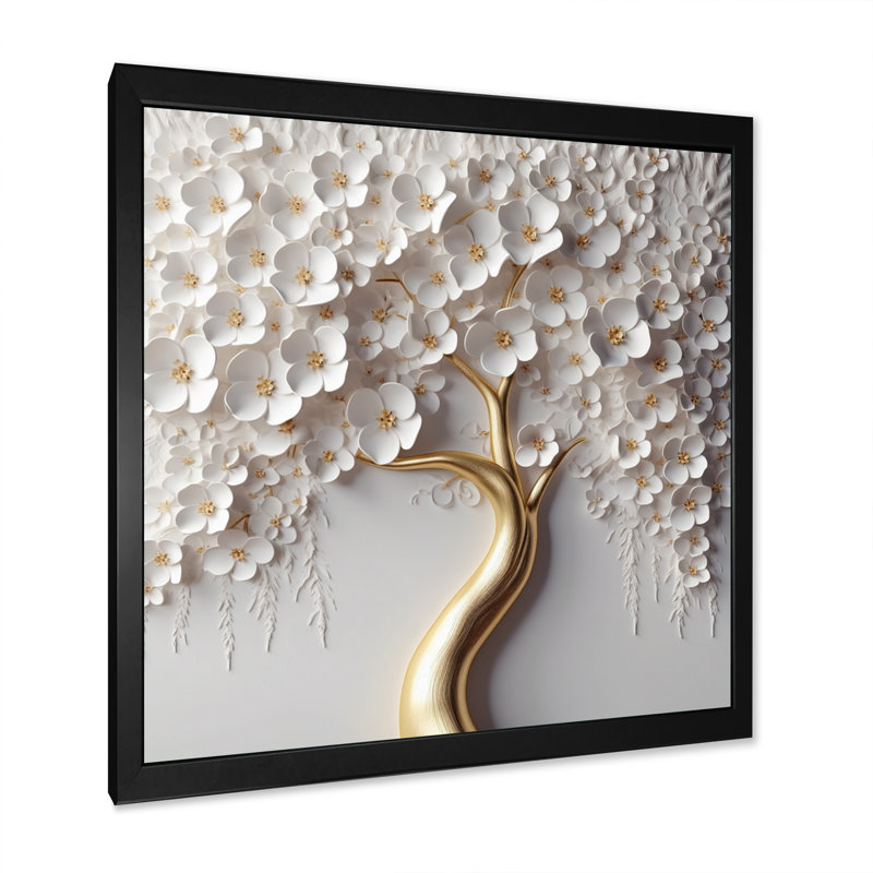 Orchidée blanche - Jardin des branches - reproduction d'art sur toile florale (sans texture), H 36 po x l 36 po, Noir