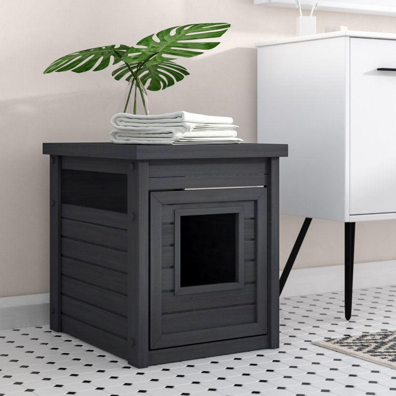 Littell ECOFLEX Cat Litter Box Enclosure End Table in Black, Espresso