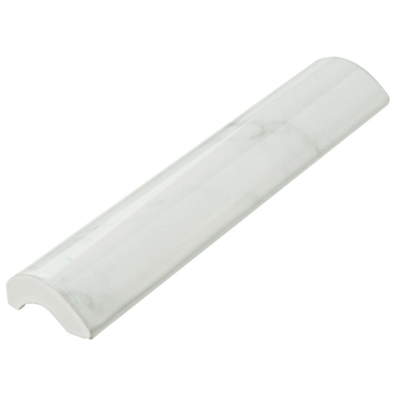 Classico Carrara 6" x 1.25"  Ceramic Pencil Liner Tile Trim in White/Gray