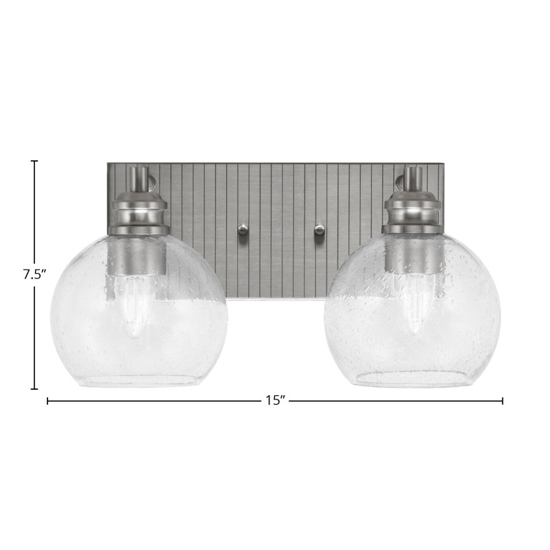 Éclairage pour meuble-lavabo à 2 lumières Aslin, Nickel brossé, Transparent