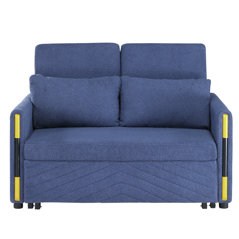 Causeuse-lit en velours de 55,5 po avec conception à double tirette, Marine