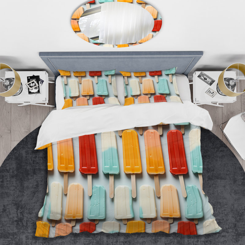 Literie Popart Popsicle Parade, Housse de couette simple + 1 taie décorative stan